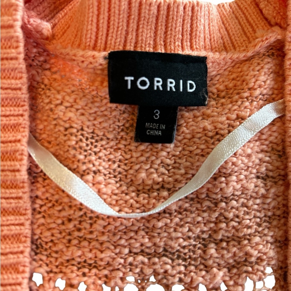 Torrid Plus Size 3xl Peach Open Stitch Open Front… - image 7
